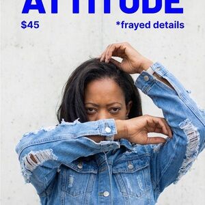 Chic Blue Denim Jacket with Distressed Accents